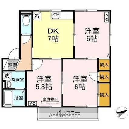 エメロード高石[3DK/55.47m2]の間取図
