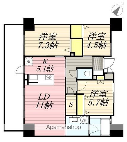 【福岡市東区香椎照葉のマンションの間取り】