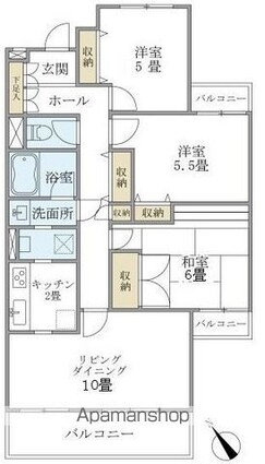 ベル富士見丘[3LDK/84.84m2]の間取図