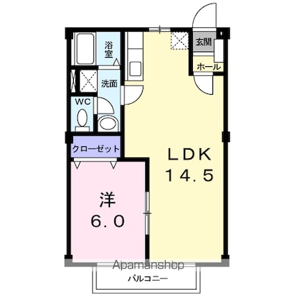 パークハイツＵ[1LDK/44.72m2]の間取図