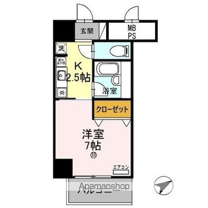 サンタウン竹鼻　Ａ[1K/25.2m2]の間取図