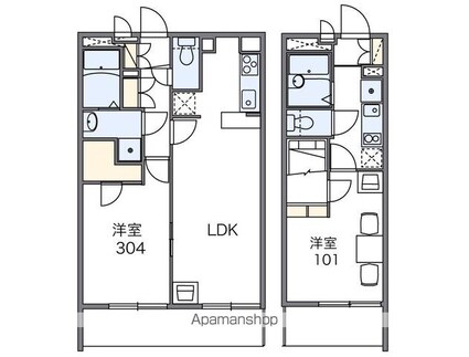 レオパレスピーコック[1K/19.87m2]の間取図