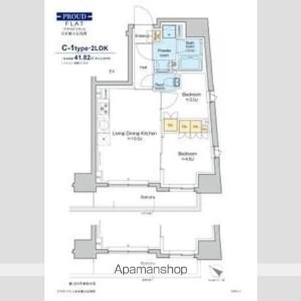 プラウドフラット日本橋大伝馬町[2LDK/41.82m2]の間取図