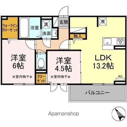 アーバンゲートＶ[2LDK/55.03m2]の間取図