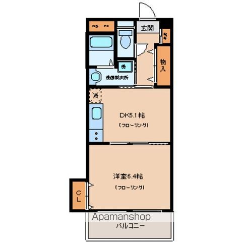 オークアベニュー[1DK/31m2]の間取図