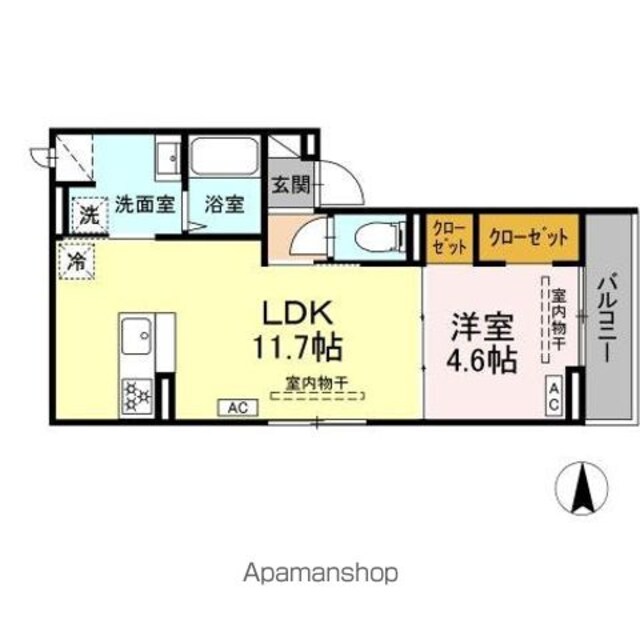 パークサウス栗田[1LDK/40.05m2]の間取図