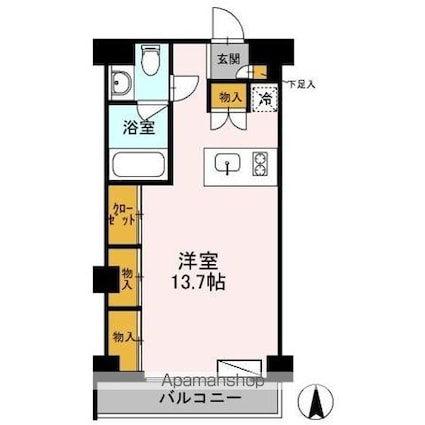 カスタリア目黒鷹番[1R/31.4m2]の間取図