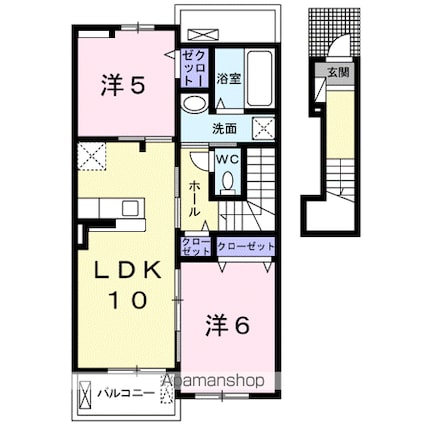 ローズコリーヌＣ[2LDK/53.75m2]の間取図
