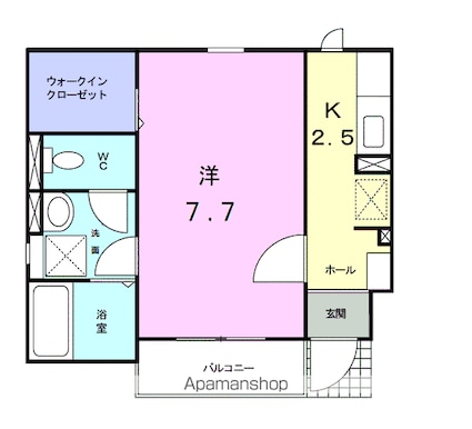 ブラン　グリシーヌ[1K/28.1m2]の間取図