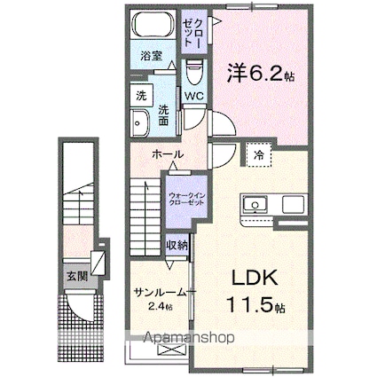 ビオルネ[1LDK/50.96m2]の間取図