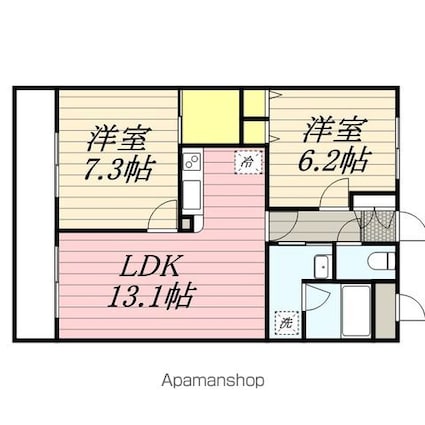千葉県流山市おおたかの森東４丁目[2LDK/59.63m2]の間取図