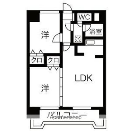 シャトーＭＵＲＡＳＥⅤ[2LDK/49.77m2]の間取図