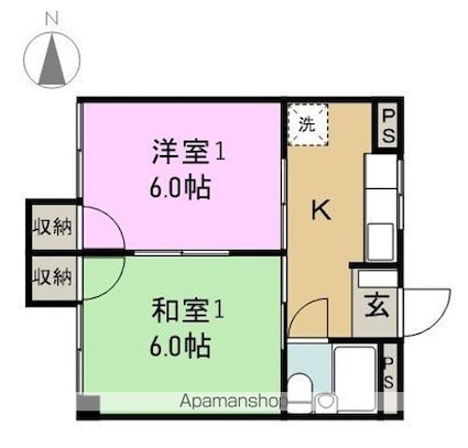 ミワハイツ[2K/32.21m2]の間取図
