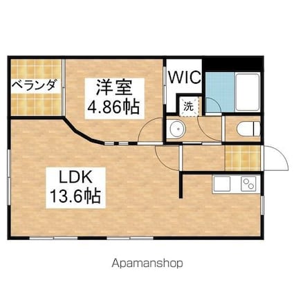 セントラル川名[1LDK/45m2]の間取図