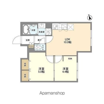 東京都新宿区戸山１丁目[2LDK/42.79m2]の間取図