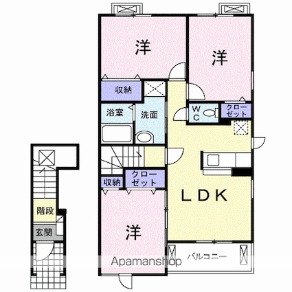 プラシード本浦　Ｃ[3LDK/68.03m2]の間取図