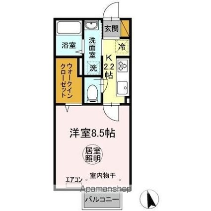 セジュール神之池[1K/30.03m2]の間取図