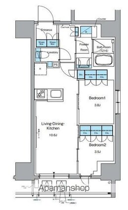 ルフォンプログレ上野御徒町[2LDK/45m2]の間取図