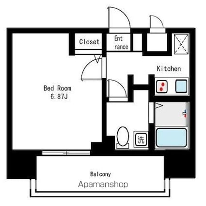 レジディア浅草吾妻橋[1K/23.13m2]の間取図