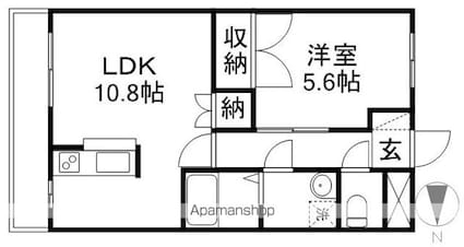 グランドスカイ[1LDK/41.04m2]の間取図