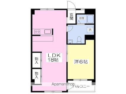 オックスフォードサーカス松山ＩＣ　Ⅱ[1LDK/54.6m2]の間取図