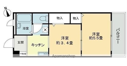 フィネス中屋敷[2K/27.39m2]の間取図