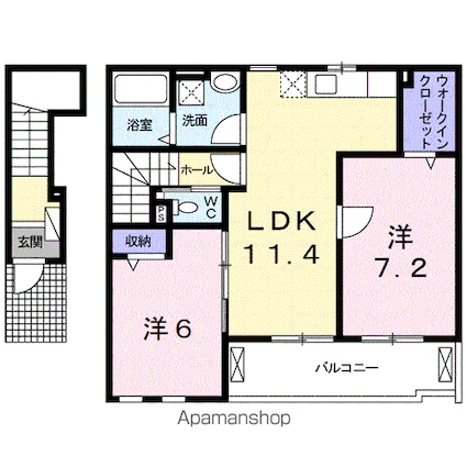 和歌山県海南市沖野々[2LDK/59.34m2]の間取図