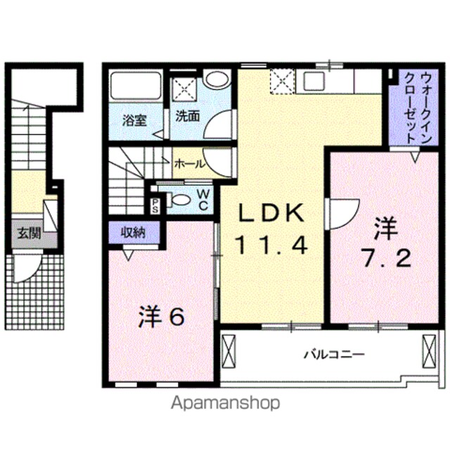 和歌山県海南市沖野々[2LDK/59.34m2]の間取図