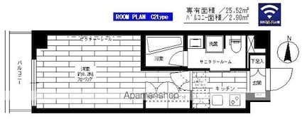 ステージグランデ新中野アジールコート[1K/25.52m2]の間取図