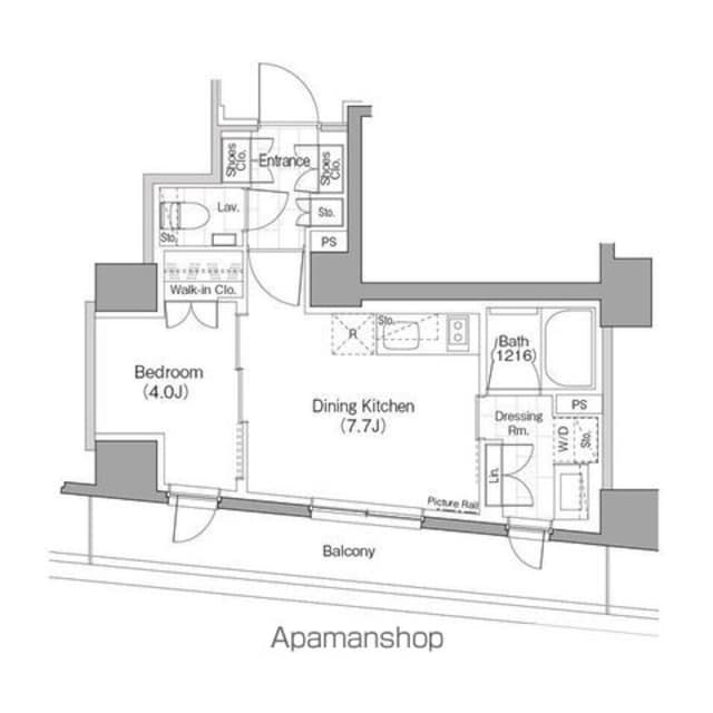 ザ・パークハビオ新宿[1DK/31.47m2]の間取図