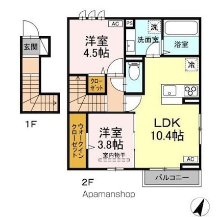 コーポ藤原ＶＩ[2LDK/51.57m2]の間取図