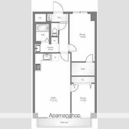 ドヌール蔵前[2LDK/53.2m2]の間取図