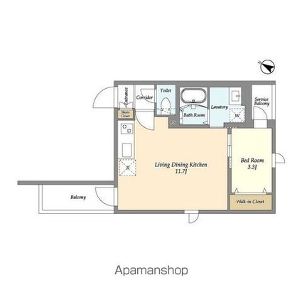 グランカーサ千駄木[1LDK/36.2m2]の間取図