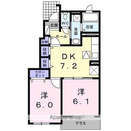 ＶｉｏｌａⅠ[2DK/45.89m2]の間取図