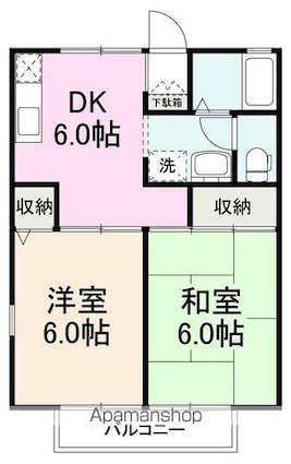 シューグランドールＡ・Ｂ棟[2DK/40.22m2]の間取図
