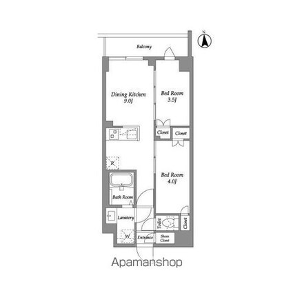 ザ・グラヴィティ新宿[2DK/37.45m2]の間取図