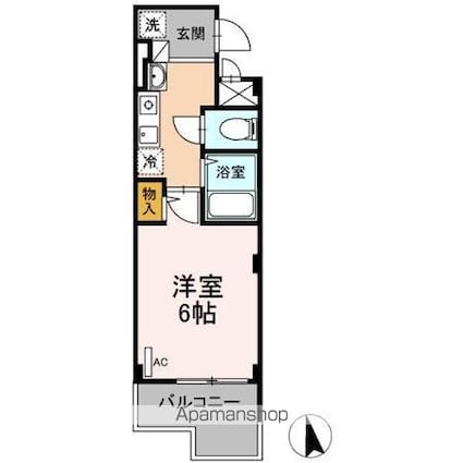 東京都昭島市朝日町１丁目[1K/20.15m2]の間取図