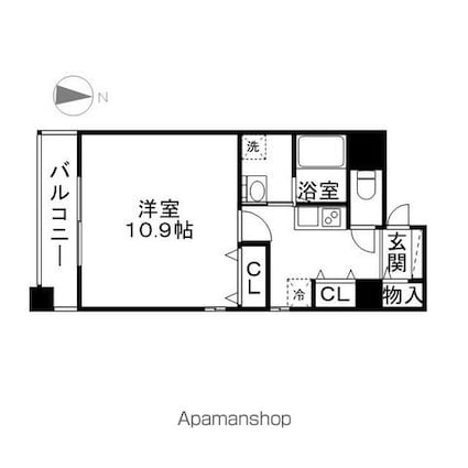 丹下キアーロ[1K/36.14m2]の間取図