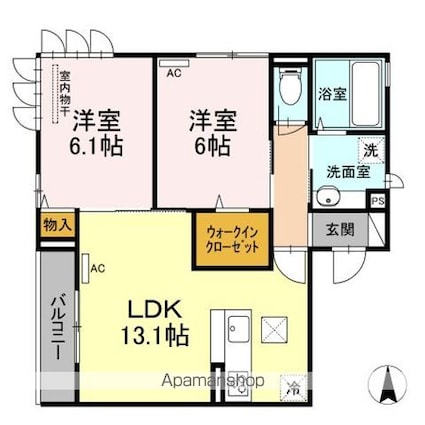レジデンスＳＵＭＩＨＯＵ[2LDK/57.96m2]の間取図