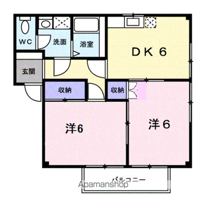 サニーハウスＡ[2DK/44.61m2]の間取図