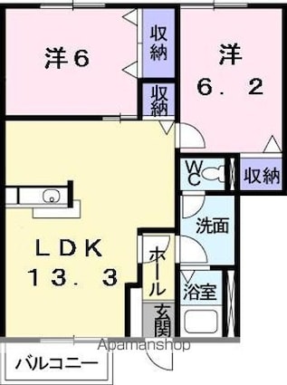 パルガーデン　４[2LDK/57.48m2]の間取図