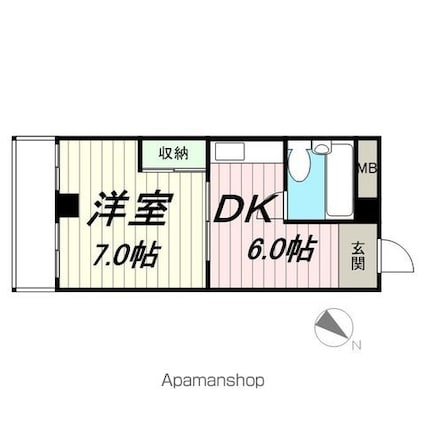 ラポールビル[1DK/26.28m2]の間取図