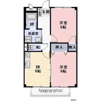 サープラスベルメゾン宮ノ上[2DK/42.77m2]の間取図