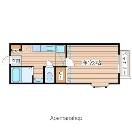 クレール成田[1K/26.91m2]の間取図