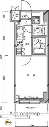 ルーブル中野新橋参番館[1K/20.25m2]の間取図