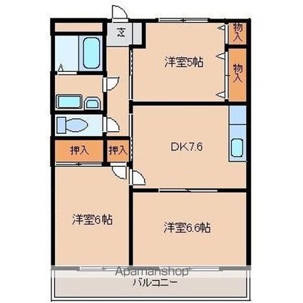 ガーデンヒルズ[3DK/59.34m2]の間取図