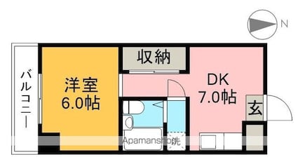高知県高知市桜井町１丁目[1DK/26.8m2]の間取図