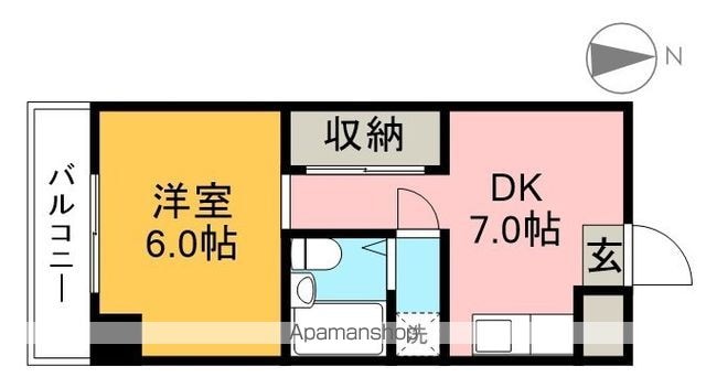 高知県高知市桜井町１丁目[1DK/26.8m2]の間取図