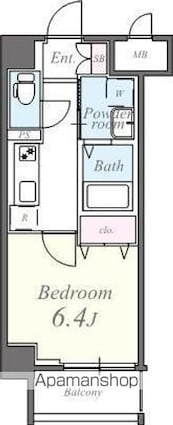 エリタージュ根岸[1K/25.81m2]の間取図