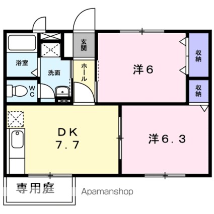プリエールハイツ　Ｂ[2DK/47.59m2]の間取図